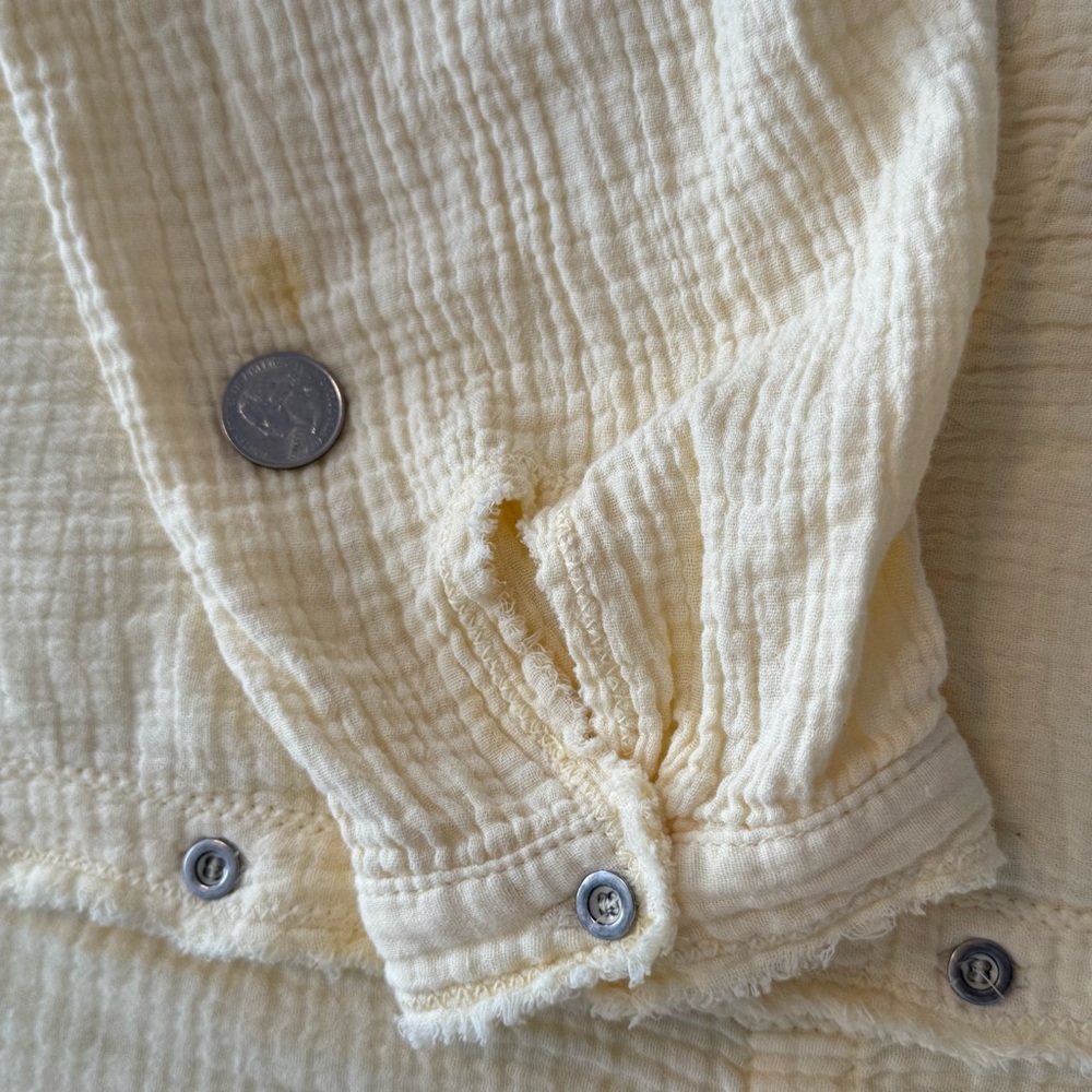 SOLD Free People We the Free Summer Daydream Buttondown Shirt Yellow Large - Picture 8 of 11